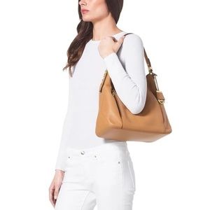 MICHAEL KORS "Bowery" Lg Pebble Leather Shoulder Hobo Bag